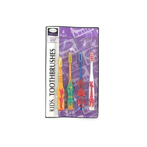 Animal kid's toothbrushes pack of 4 ( Case of 24 )