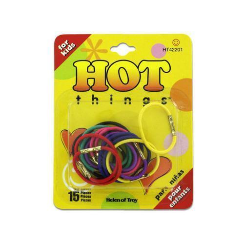 Elastic colored hair bands pack of 15 ( Case of 12 )