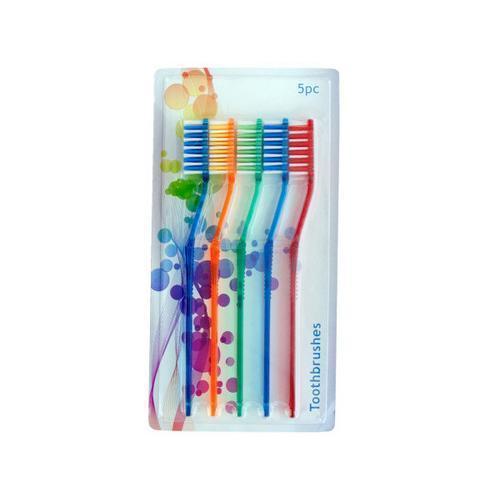 5 pack toothbrushes assorted colors ( Case of 18 )