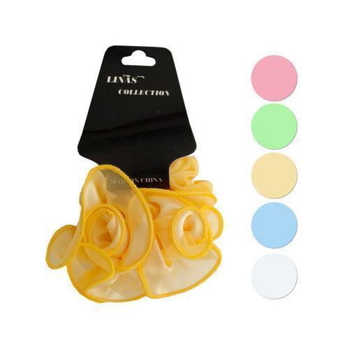 Pastel Hair Twister with Ruffle Flower Accents ( Case of 48 )