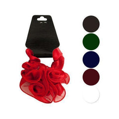 Satiny Scrunchi with Large Ruffle Flower Accent ( Case of 48 )