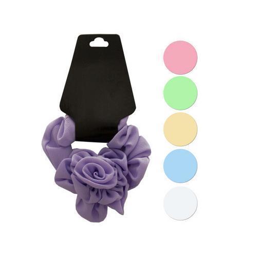 Pastel Hair Twister with Ruffle Rose Accent ( Case of 24 )