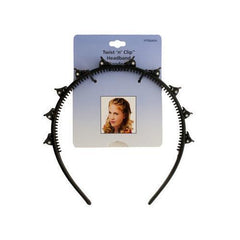 Twist 'n' Clip Black with Wood Grain Headband ( Case of 20 )
