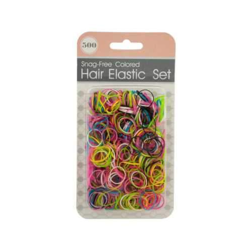 Snag-Free Colored Hair Elastics Set ( Case of 24 )