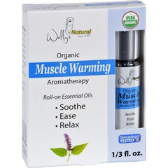 Wallys Natural Products Aromatherapy Blend  Organic  Roll On  Essential Oils  Muscle Warming  .33 oz