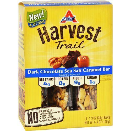 Atkins Harvest Trail Bar  Dark Chocolate Sea Salt Caramel  1.3 oz  5 Count