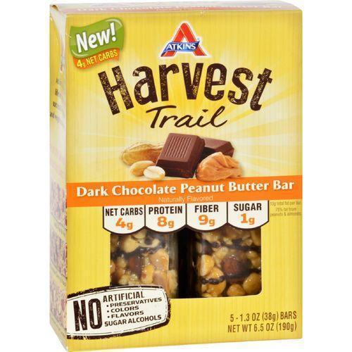 Atkins Harvest Trail Bar  Dark Chocolate Peanut Butter  1.3 oz  5 Count