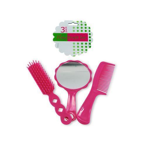 Hairbrush & Comb Set with Mirror ( Case of 12 )