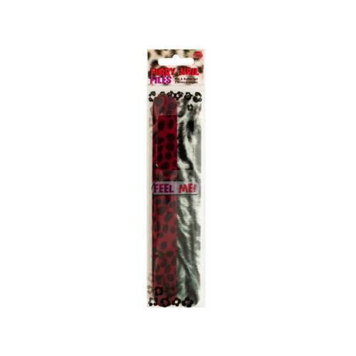 Red Furry Animal Print Nail File & Buffer Set ( Case of 96 )