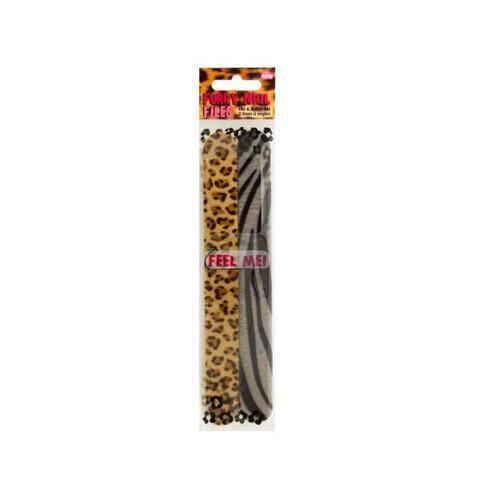 Brown Furry Animal Print Nail File & Buffer Set ( Case of 24 )