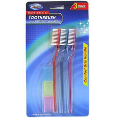 Medium bristle toothbrush with protective caps ( Case of 72 )