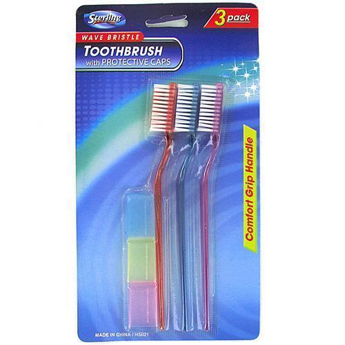 Medium bristle toothbrush with protective caps ( Case of 96 )