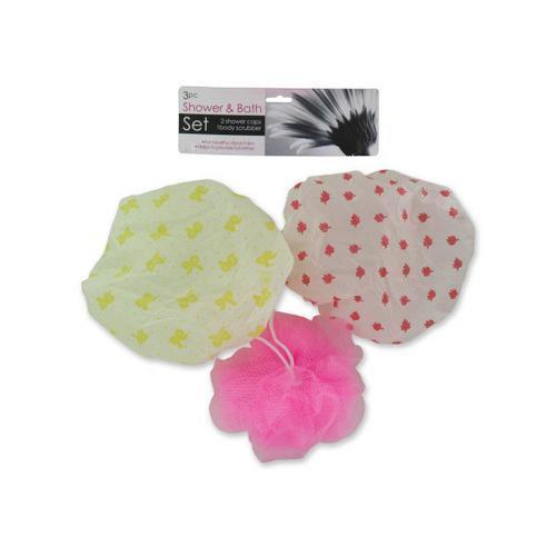 Shower Cap & Body Scrubber Set ( Case of 24 )