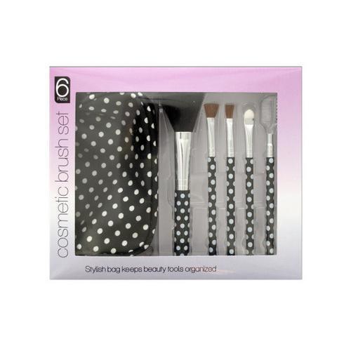 Polka Dot Cosmetic Brush Set with Stylish Bag ( Case of 16 )