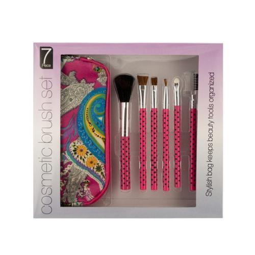 Cosmetic Brush Set with Carrying Case ( Case of 1 )