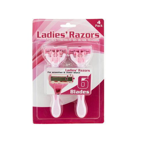 Ladies' 6 Blade Premium Disposable Razors ( Case of 24 )