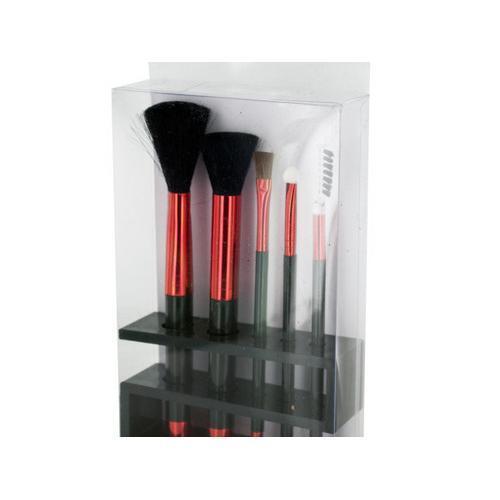 Metallic Cosmetic Brush Set in Organizer ( Case of 12 )