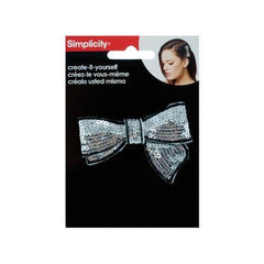 Silver Sequin Bow with Black Trim Headband Accent ( Case of 72 )