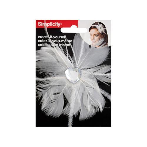 White Feather with Heart Jewel Headband Accent ( Case of 48 )