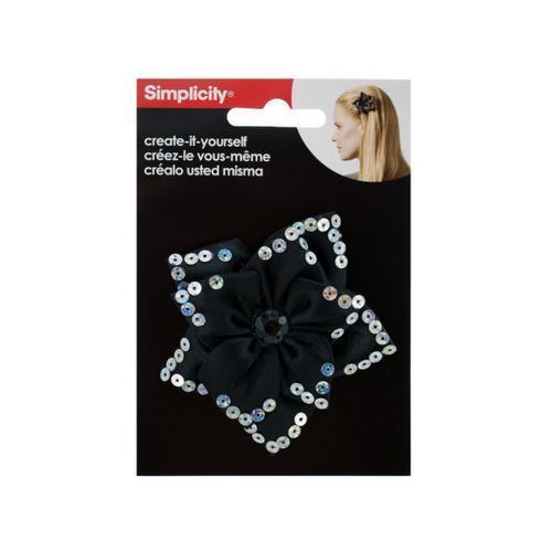 Black Satin Sequin Flower Headband Accent ( Case of 18 )