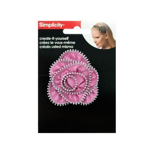Pink & Silver Zipper Rosette Headband Accent ( Case of 36 )