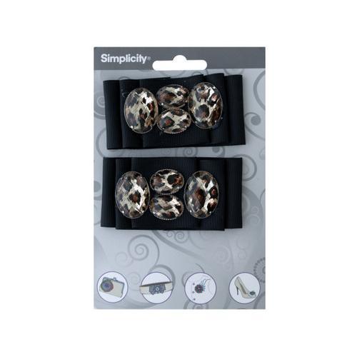 simplicity black ribbon with leopard print jewels accent ( Case of 48 )