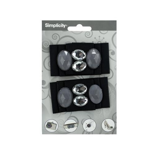 simplicity 2 pack black ribbon w/gems accent ( Case of 72 )