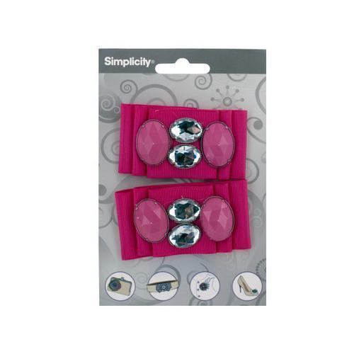 Hot Pink Ribbon with Gems Headband Accent Set ( Case of 48 )