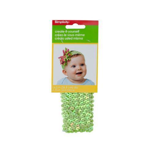 Simplicity 145 Inch Lime Green Sequin Stretch Headband ( Case of 72 )