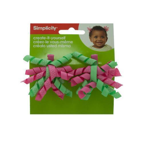simplicity 2 piece mini green/pink korker hair clips ( Case of 72 )