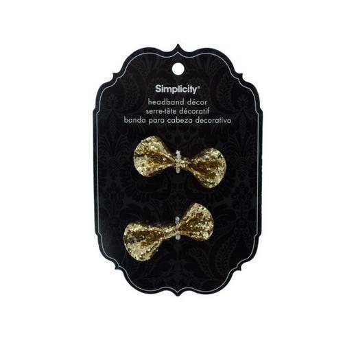 simplicity 2 piece gold sequin bow headband decor ( Case of 48 )