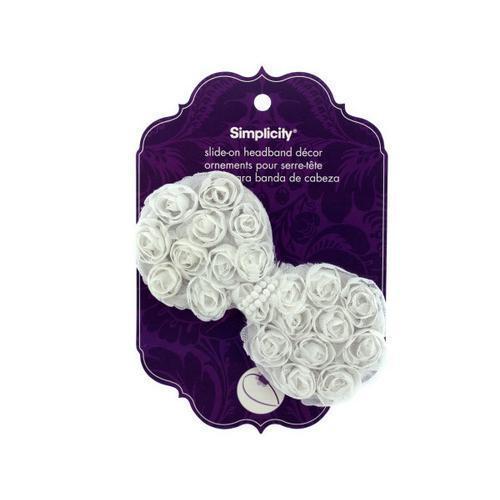 simplicity white ruffle feather slide on headband accent ( Case of 96 )