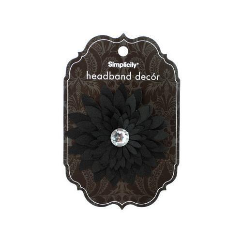 simplicity black satin flower w/gem headband decor ( Case of 48 )