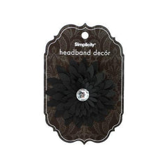 simplicity black satin flower w/gem headband decor ( Case of 72 )
