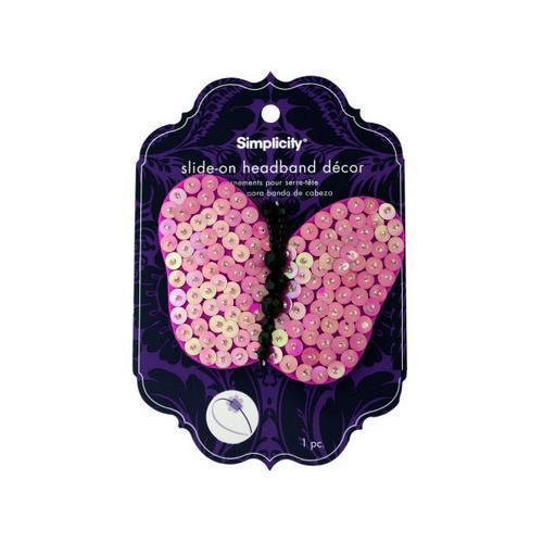 simplicity pink sequin butterfly slide on headband accent ( Case of 15 )