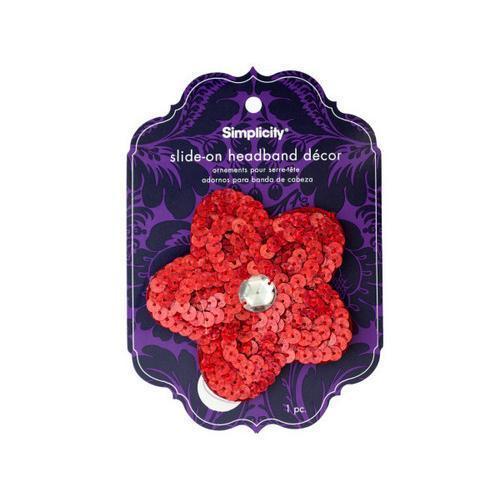 simplicty red sequin flower with gem slide on headband accnt ( Case of 96 )