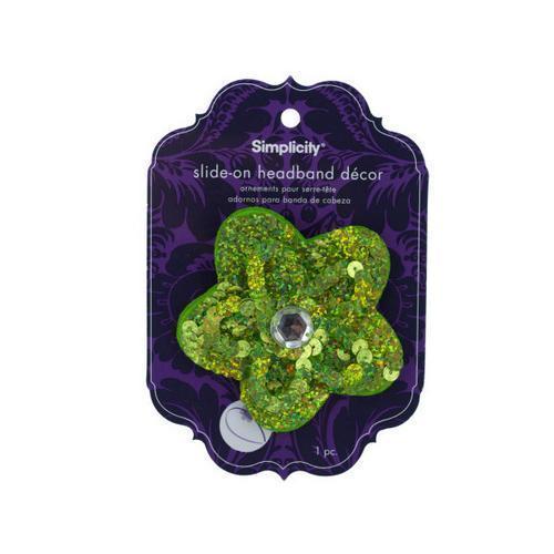 simplicity lime green sequin flower slide on headband accent ( Case of 24 )