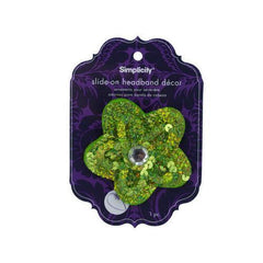 simplicity lime green sequin flower slide on headband accent ( Case of 72 )