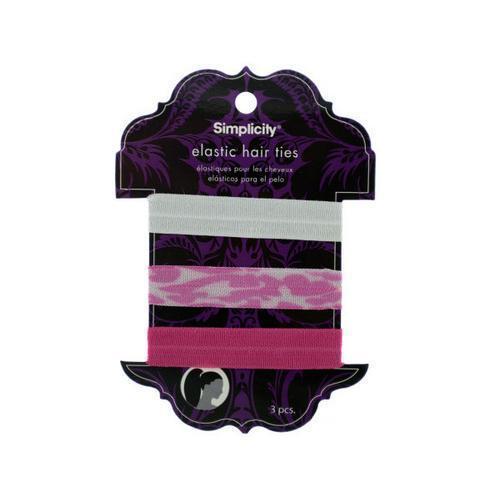 simplicity 3 pack elastic hair ties white/pink/pink leopard ( Case of 72 )