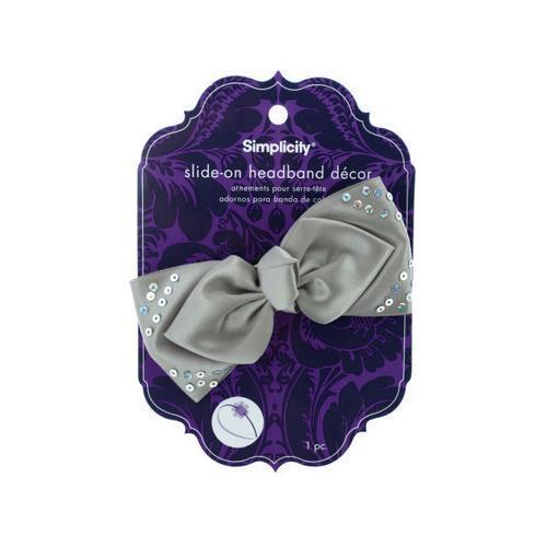 Grey Satin Bow with Sequins Slide-On Headband Accent ( Case of 24 )