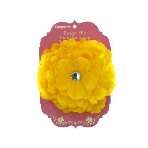 Large Yellow Flower with Jewel Clip ( Case of 60 )