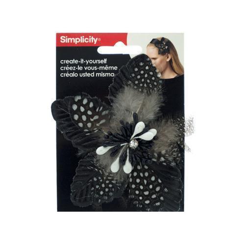 simplicity black feather flower headband accent ( Case of 24 )