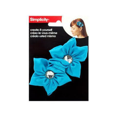 simplicity 2 pack turquoise satin flower/gem headband accent ( Case of 24 )