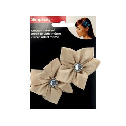 simplicity 2 pack champagne satin flower/gem headband accent ( Case of 96 )