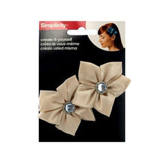 simplicity 2 pack champagne satin flower/gem headband accent ( Case of 96 )