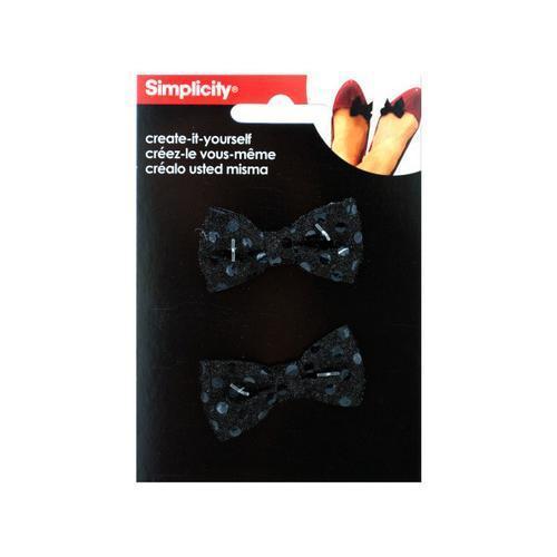 simplicity 2 pack small black sequin bows accents ( Case of 24 )